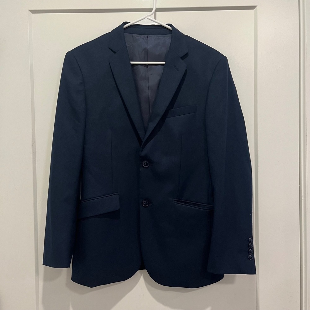 Alain Dupetit Mens Slim Fit Navy Blue 2 Button Blazer Sport Coat‎ Jacket 36S